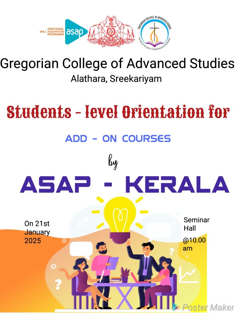 Student-Level Orientation for Add-on Courses by ASAP -Kerala